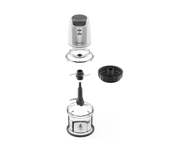 Kenwood Easy Chop Chopper, 0.5L Bowl, 2 Speeds, Quad Blade System, Anti-Slip Ring for Food Chopper Stability, 500W, CHP61.100WH, Dishwasher Safe, White