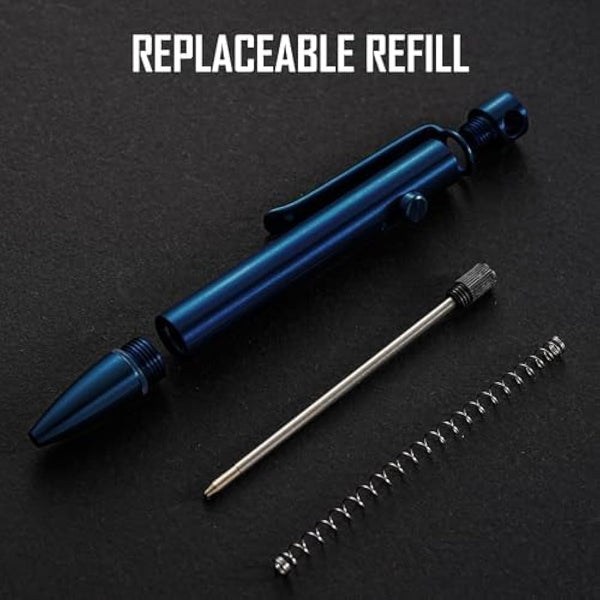 KeyUnity KP04 Titanium Alloy Ballpoint Pen with Clip, Retractable EDC Pocket Pen for Daily Use (Blue)