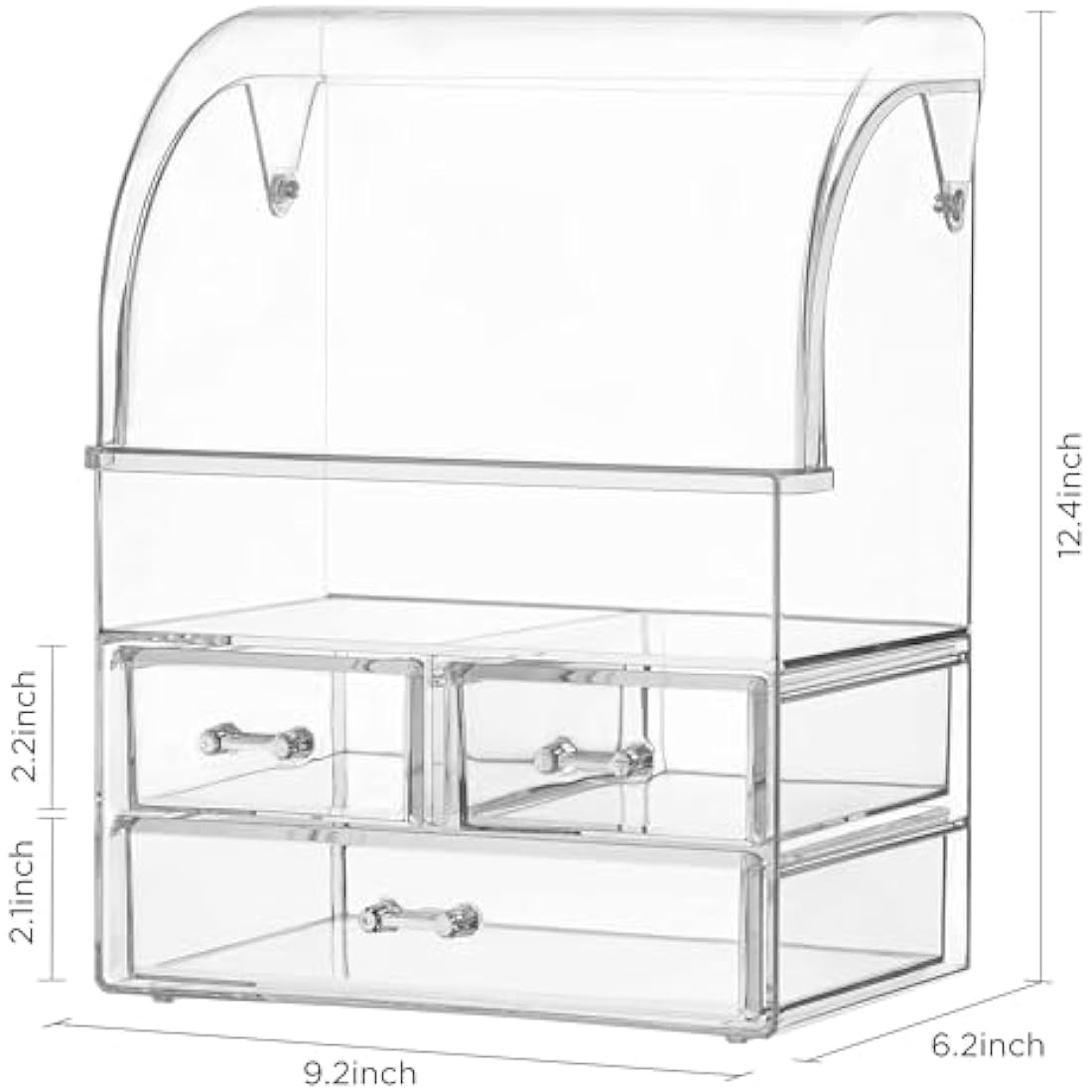 SIOOUI Cosmetic Organizer, Large Acrylic Clear Cosmetics Storage Display Case with Drawers, Perfume Makeup Organizer Box with Waterproof Cover for Bedroom Vanity Desk,Counter, Bathroom, Dresser