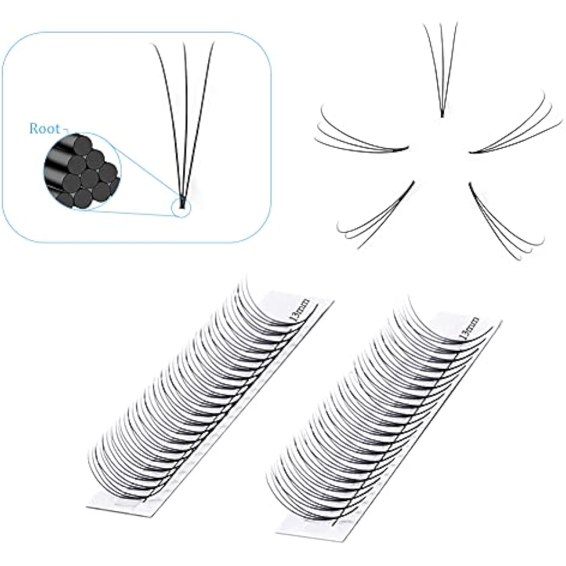 3D Fans Pre Made Fan Eyelash Extensions 0.07mm D Curl 8-14mm Mix Cluster Eyelash Extension Premade Fans Volume Russian Individual Lashes Cluster Gemerry Fan Lash Extensions(0.07-3D-D curl-Mix)