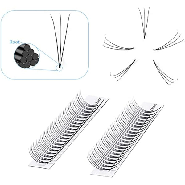 3D Fans Pre Made Fan Eyelash Extensions 0.07mm D Curl 8-14mm Mix Cluster Eyelash Extension Premade Fans Volume Russian Individual Lashes Cluster Gemerry Fan Lash Extensions(0.07-3D-D curl-Mix)