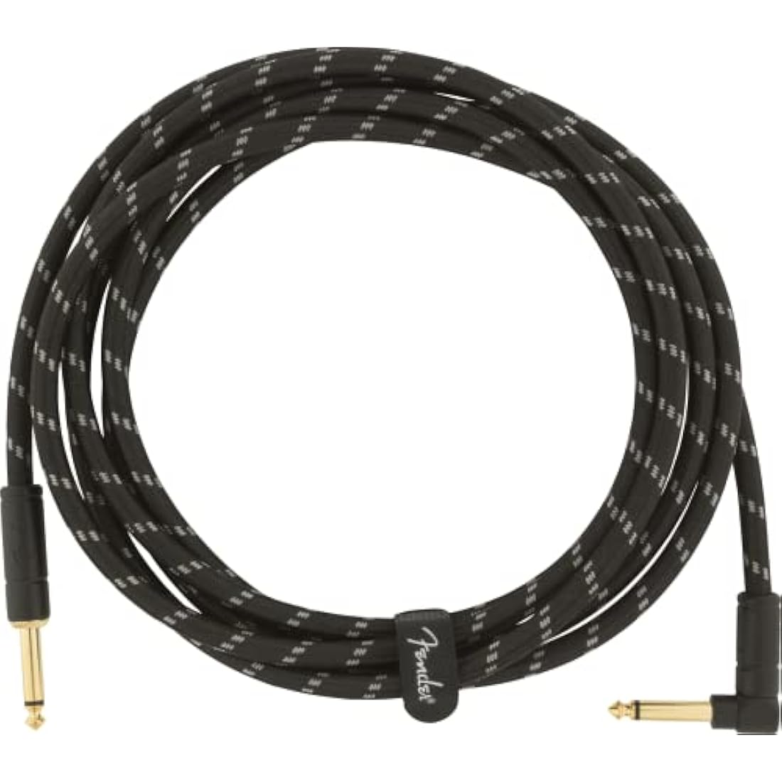 Fender Deluxe Series Instrument Cable 10ft,3m, Braided Shielding and 24K Gold Plated Connectors for Lossless, Pure Sound, Straight,Angled Jack, Black Tweed