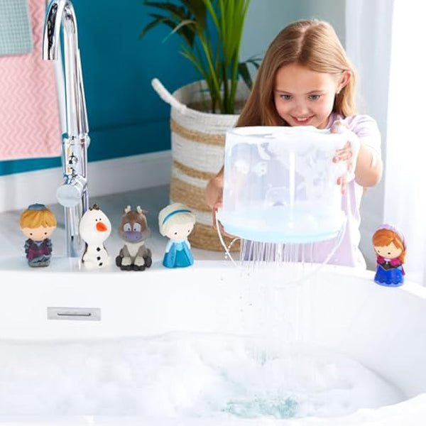 Disney Store Official Frozen Bath Toy Set, 5 Pc. Set, Includes Anna, Elsa, Olaf, Sven and Kristoff Frozen Toys with Storage Bucket, Suitable for 6 Months+