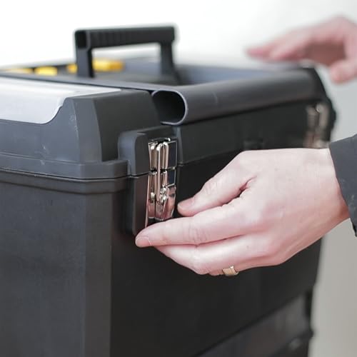 STANLEY Mobile Work Centre Toolbox, 2-in-1 Rolling Workshop with Stackable Units, Removable Toolbox, and Swivel Storage Carousel, 1-93-968