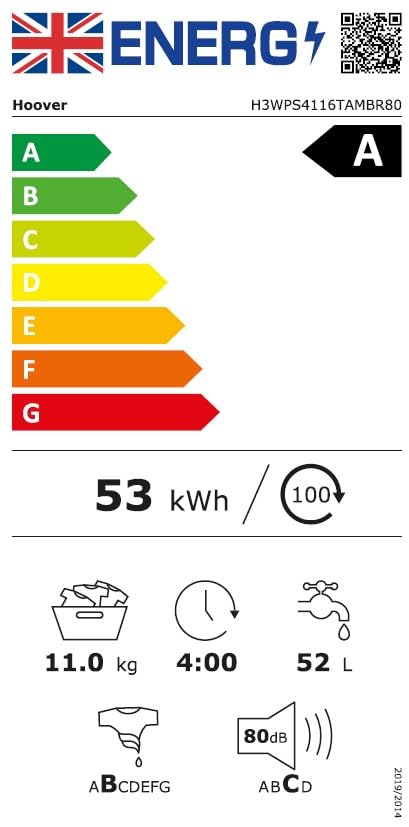 Hoover H-WASH 350 9kg Freestanding Washing Machine, 1400 RPM, A Rated, ECO-Power Inverter Motor, hOn App, 60 Programmes, Eco Doser, Power Care System, Graphite, 60x54x85 cm - H3WPS496TAMBR680