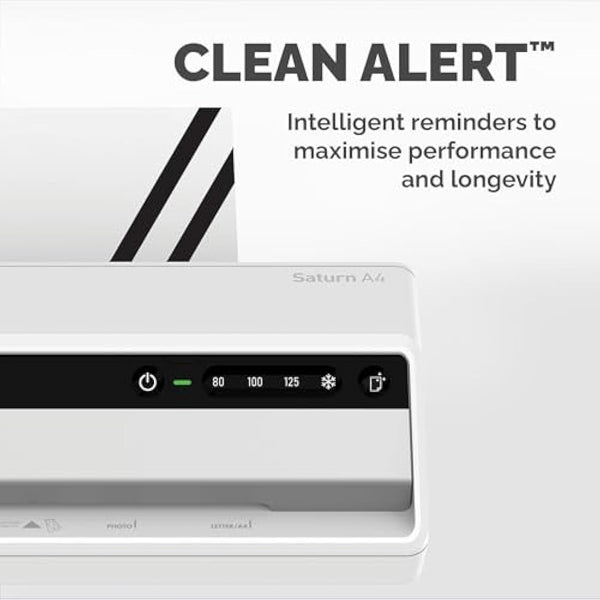 Fellowes Saturn A4 Small Office Laminator – InstaHeat, 60-Second Warm-Up, Jam Release, Auto Shut-Off – For 80/100/125 Micron Pouches – Includes 10 Sheets – Home & Office Use
