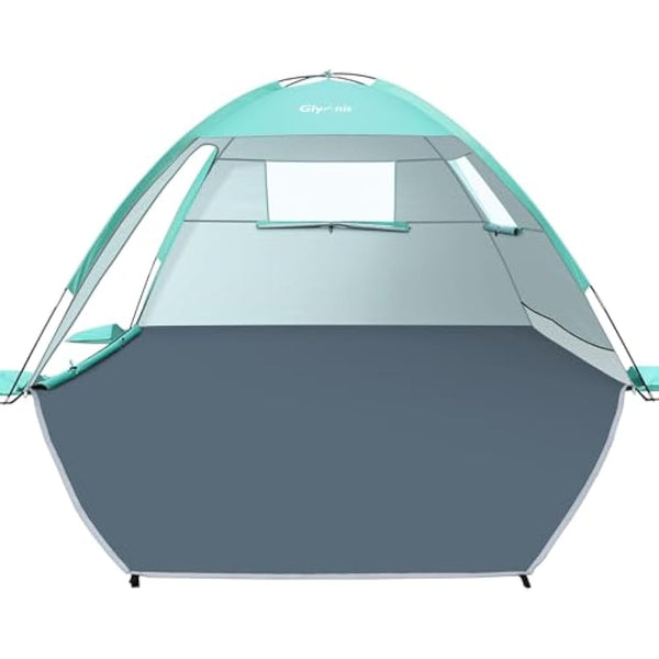 Glymnis Beach Tent Large for 2-3 Person, Portable UV Protection Beach Sun Shelter Lightweight Sun Shade Tent for Beach, Garden, Fishing, Picnic