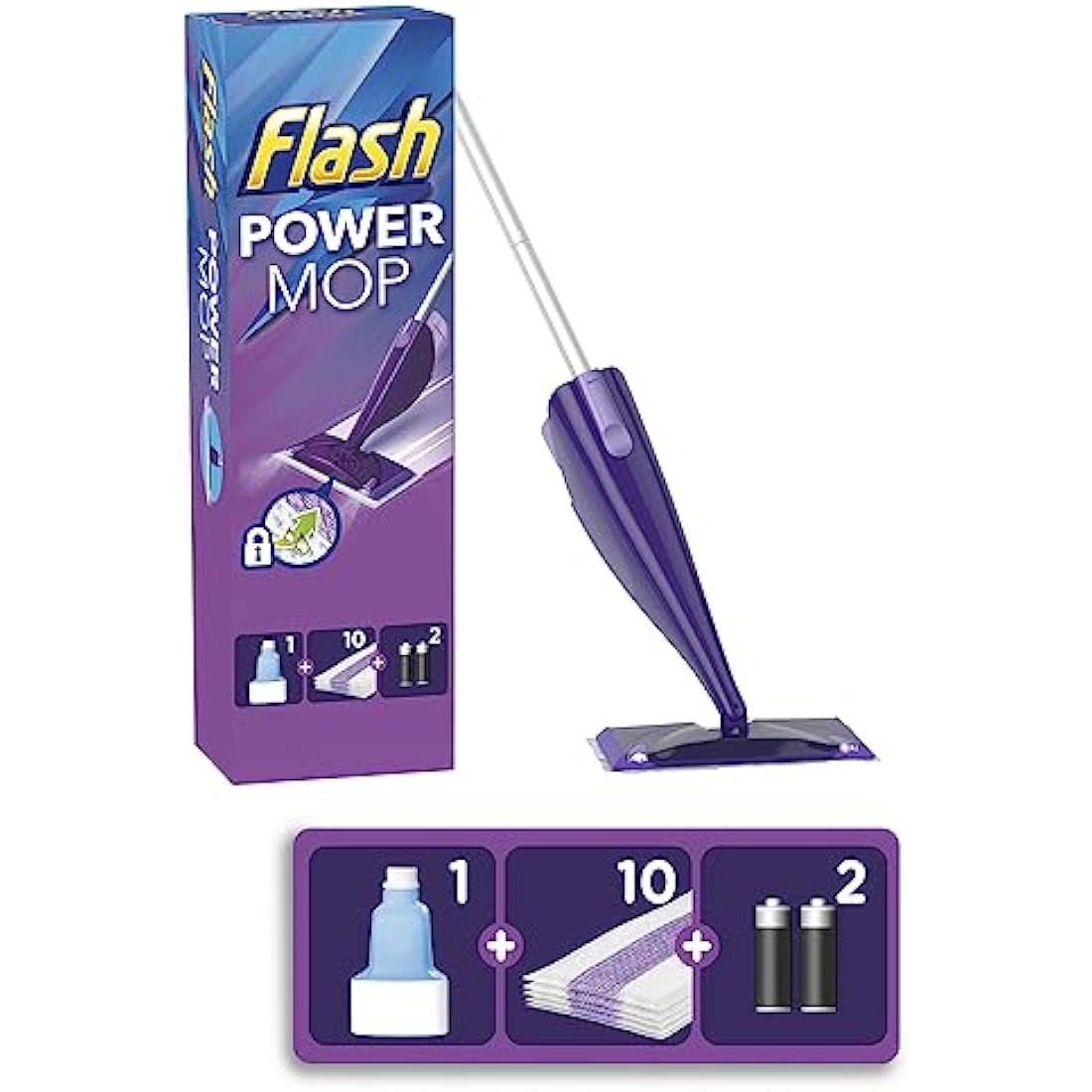 Flash Powermop Starter Kit, All-in-One Dual Spray Mop for Any Type of Floor