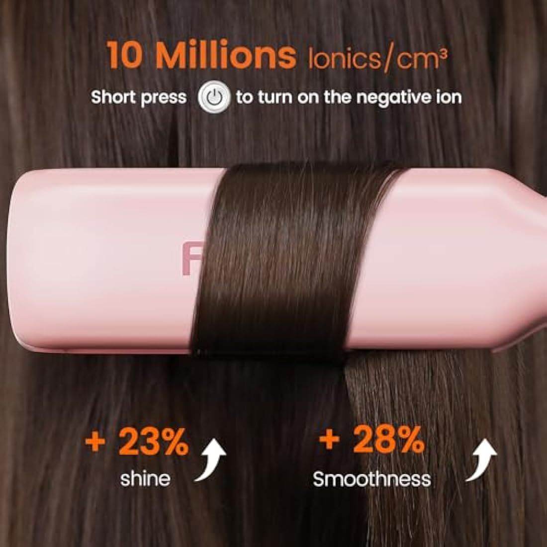 Faszin Professional Hair Straighteners, 42mm Wide Plate Titanium Negative Ion Flat Iron, 30s Rapid Heating, 11 Adjustable Temperature Levels (130-230℃), Real-time Temperature Display-Pink