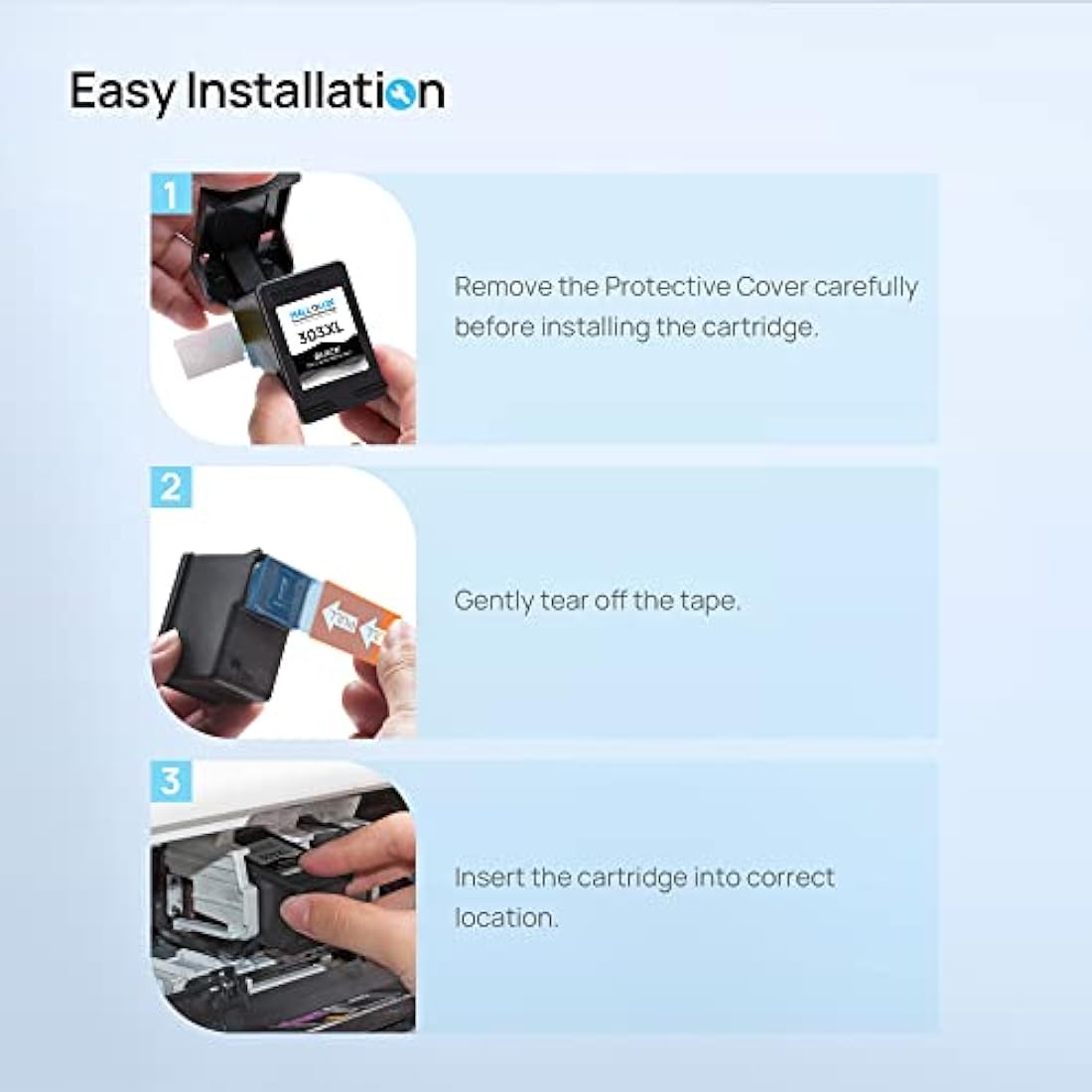 HALLOLUX 303XL High Yield Remanufactured Ink Cartridge Black and Tri-colour Combo Pack Replacement for HP 303 XL Compatible for Envy Photo 6220 6230 6232 6255 7120 7130 7134 7458 7830 Printer (2-Pack)