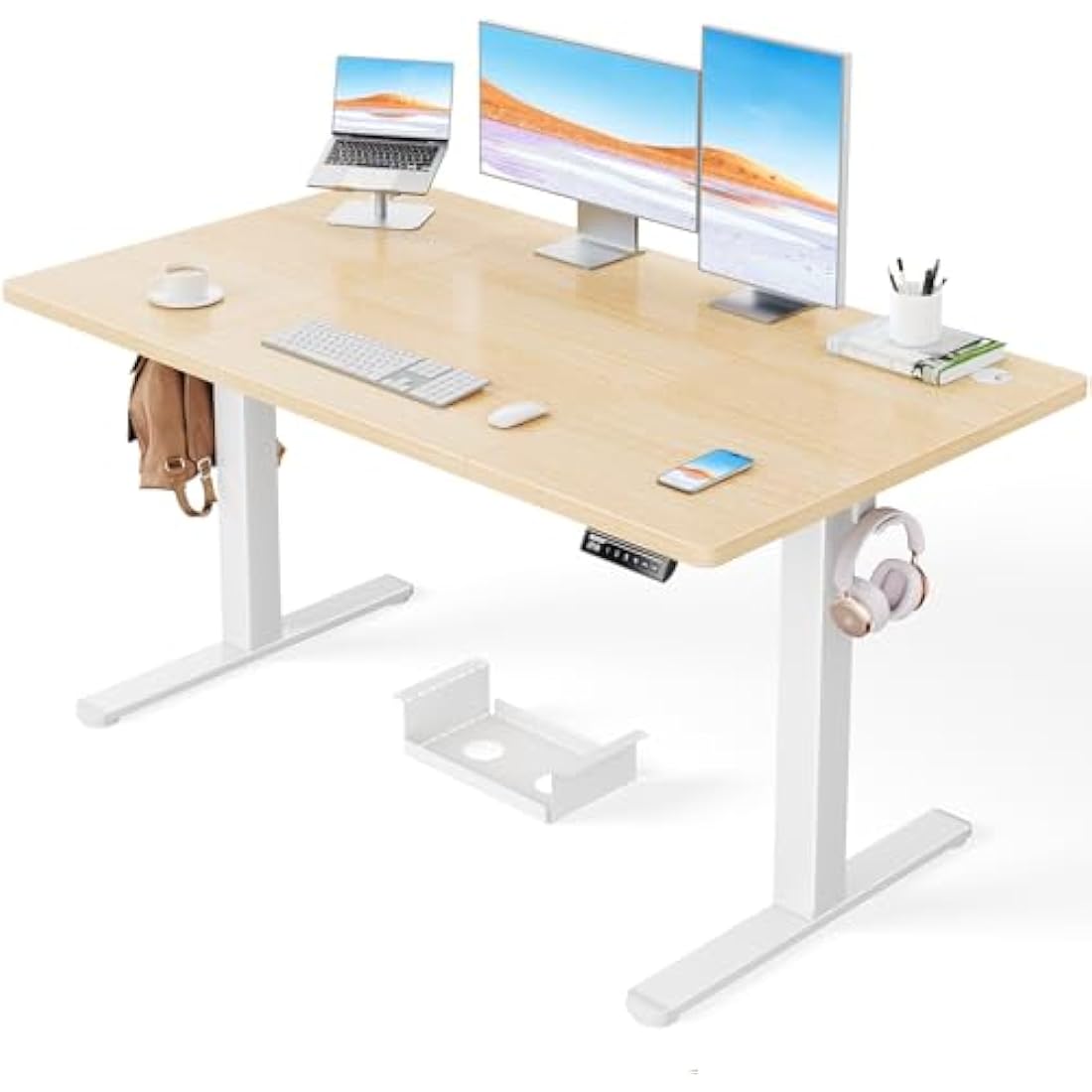 ErGear Electric Standing Desk-140 x 80 cm-100kg Load Capacity Height Adjustable Desk with Advanced Brushless Motor, Quiet Operation, Sturdy Metal Frame