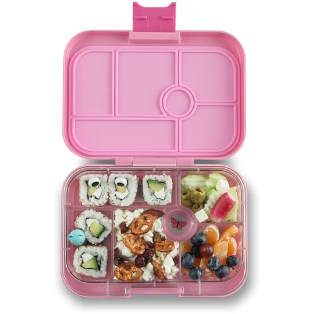 yumbox Original Leakproof Kids Bento Lunch Box, 5 Compartments + Dip Well, Easy-Open Latch, Portion Control, Removable Illustrated Tray, Ages 3-7 (Power Pink (Mermaid Tray))