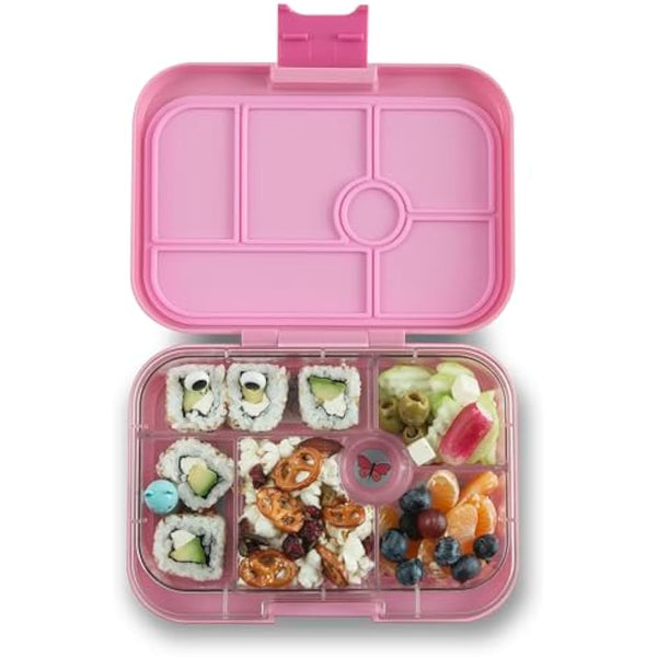 yumbox Original Leakproof Kids Bento Lunch Box, 5 Compartments + Dip Well, Easy-Open Latch, Portion Control, Removable Illustrated Tray, Ages 3-7 (Power Pink (Mermaid Tray))