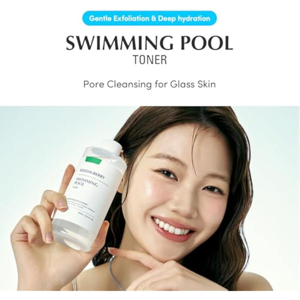 EQQUALBERRY Swimming Pool Face Toner 300ml Moisturising and Soothing Facial Toner for Face, Pore Control and Gentle Exfoliation, Suitable for Dry to Oily Skin