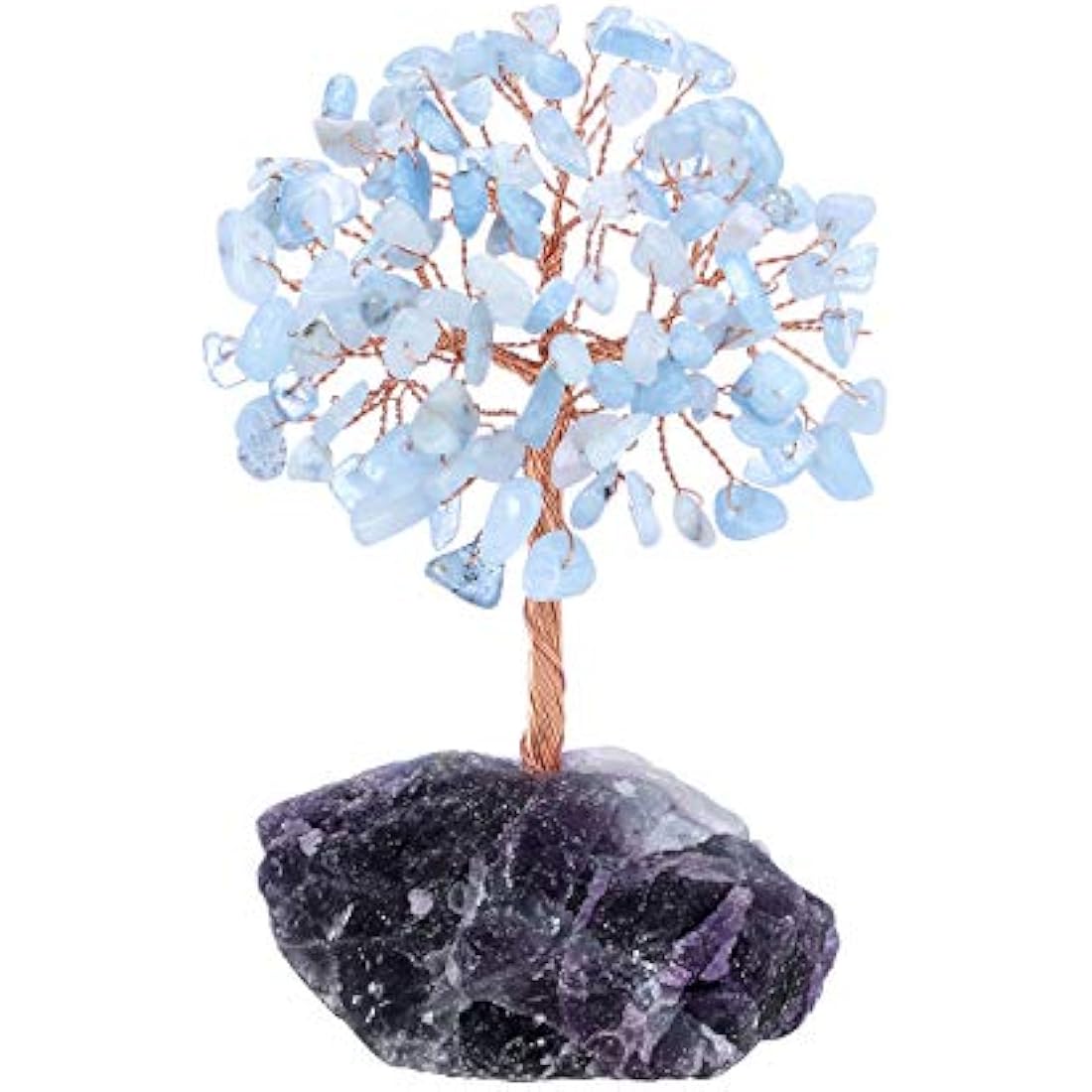 JSDDE Aquamarine Crystal Healing Crystals Gemstones Feng Shui Natural Tumbled Stones Money Life Tree Figurines