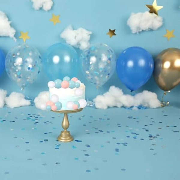 Gyufise 30Pcs Balls Cake Topper Foam Ball Cake Picks Faux Pearl Ball Shaped Cupcake Insert Cake Topper for Baby Shower Wedding Anniversary Kids Birthday Party Cake Decorations White Blue Pink