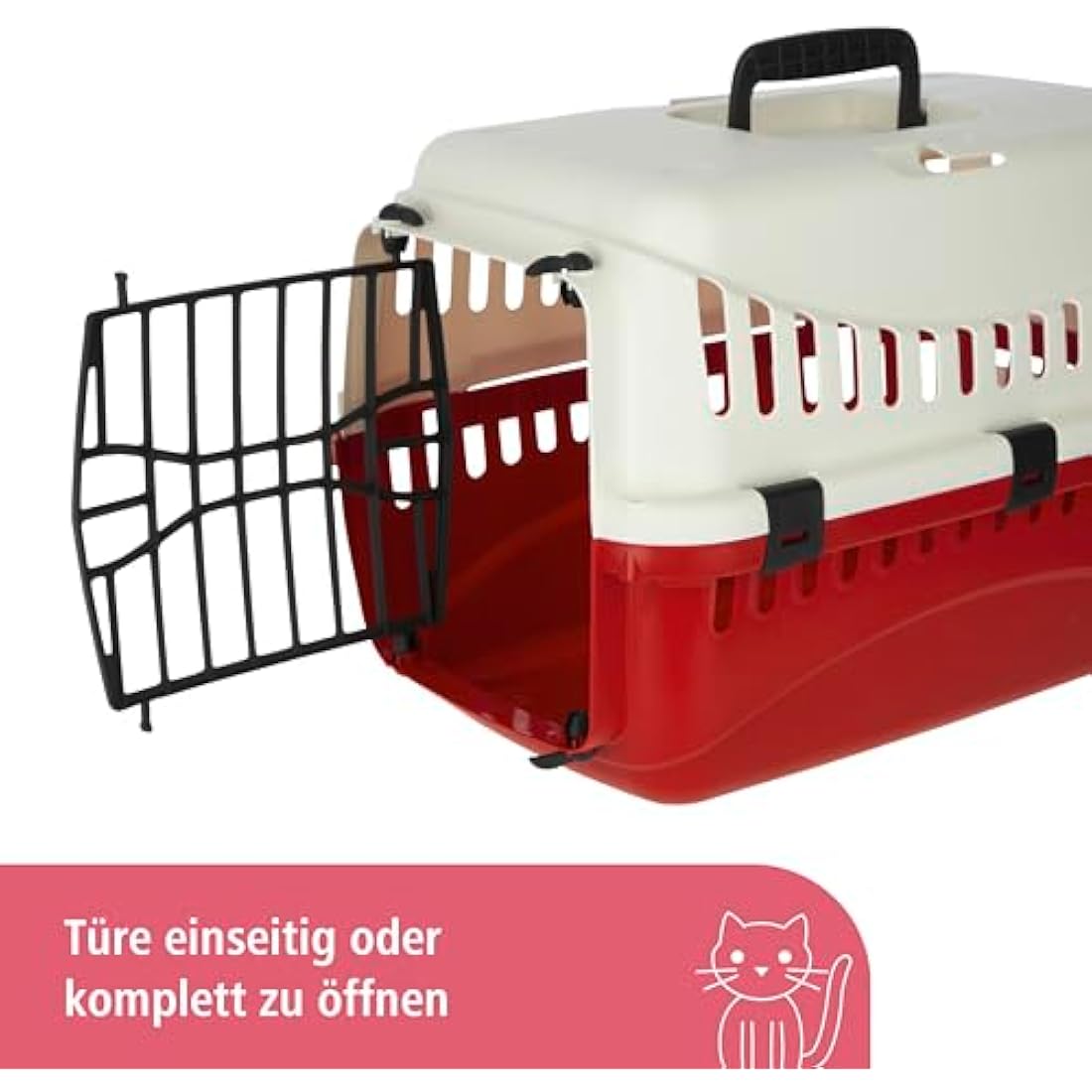 Kerbl Transport Box Expedion with Plastic Door, 45 x 30 x 30 cm, Creme/ Bordeaux