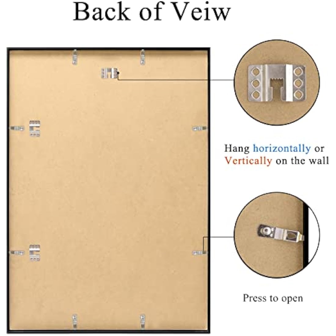 A2 Black Aluminium Certificate Frame,2 Pack Poster Frame with Plexiglass Front , 42x59cm CM Photo Picture Frame for Wall Mounted,Set of 2