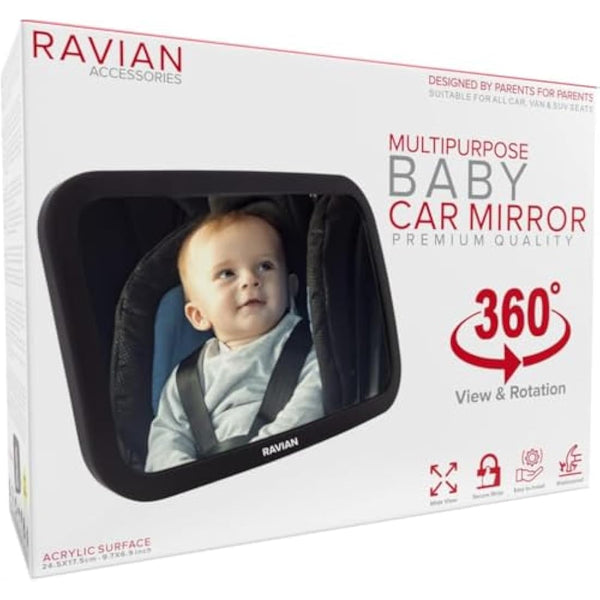 Baby Car Mirror for Back Seat Safest Newborn Essentials with Rear View, Shatterproof, Adjustable to See Rear Facing for Infants, Kids and Pets