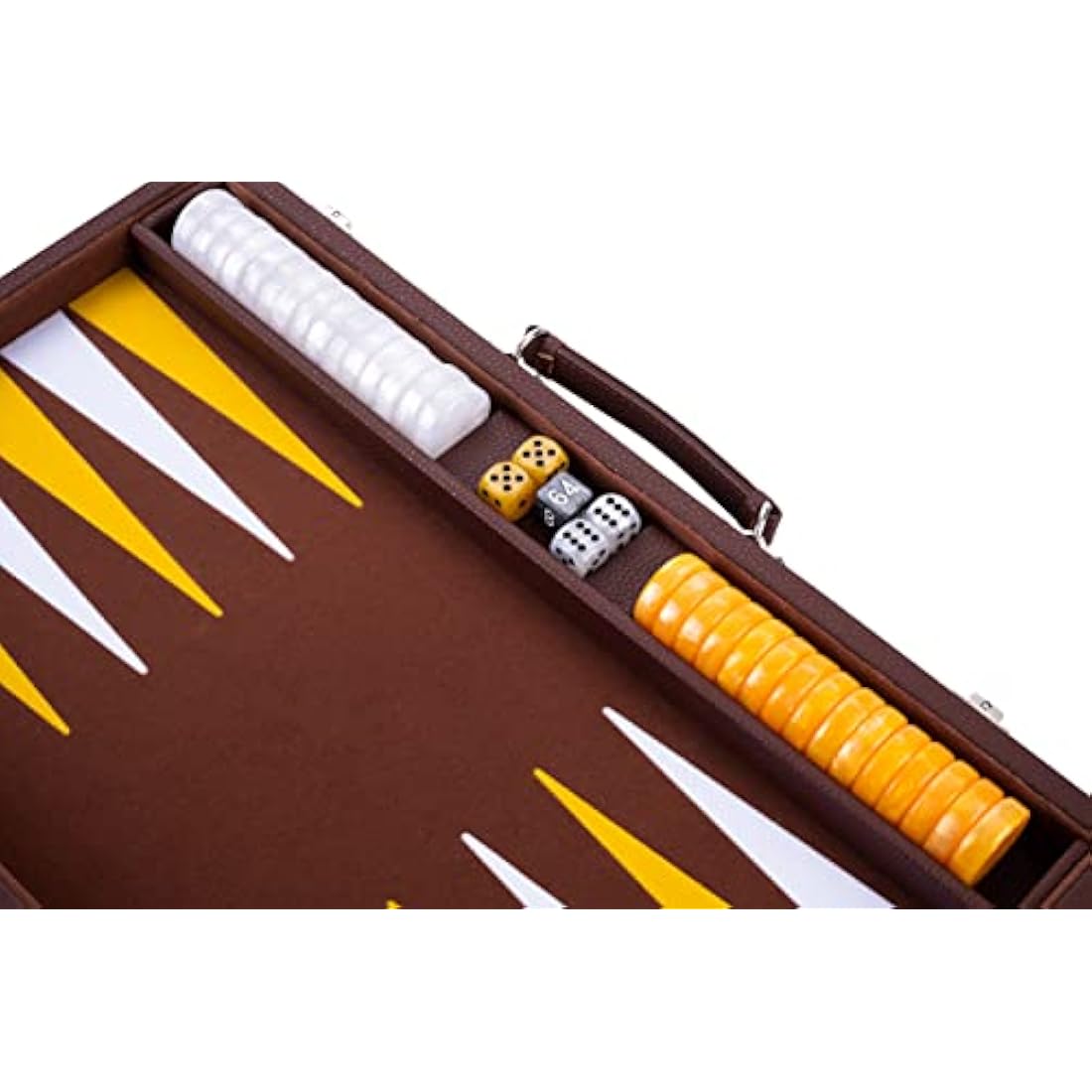 Engelhart - 250525 - Luxury 18" backgammon set inlaid velvet - leatherette exterior - pearly dice and token