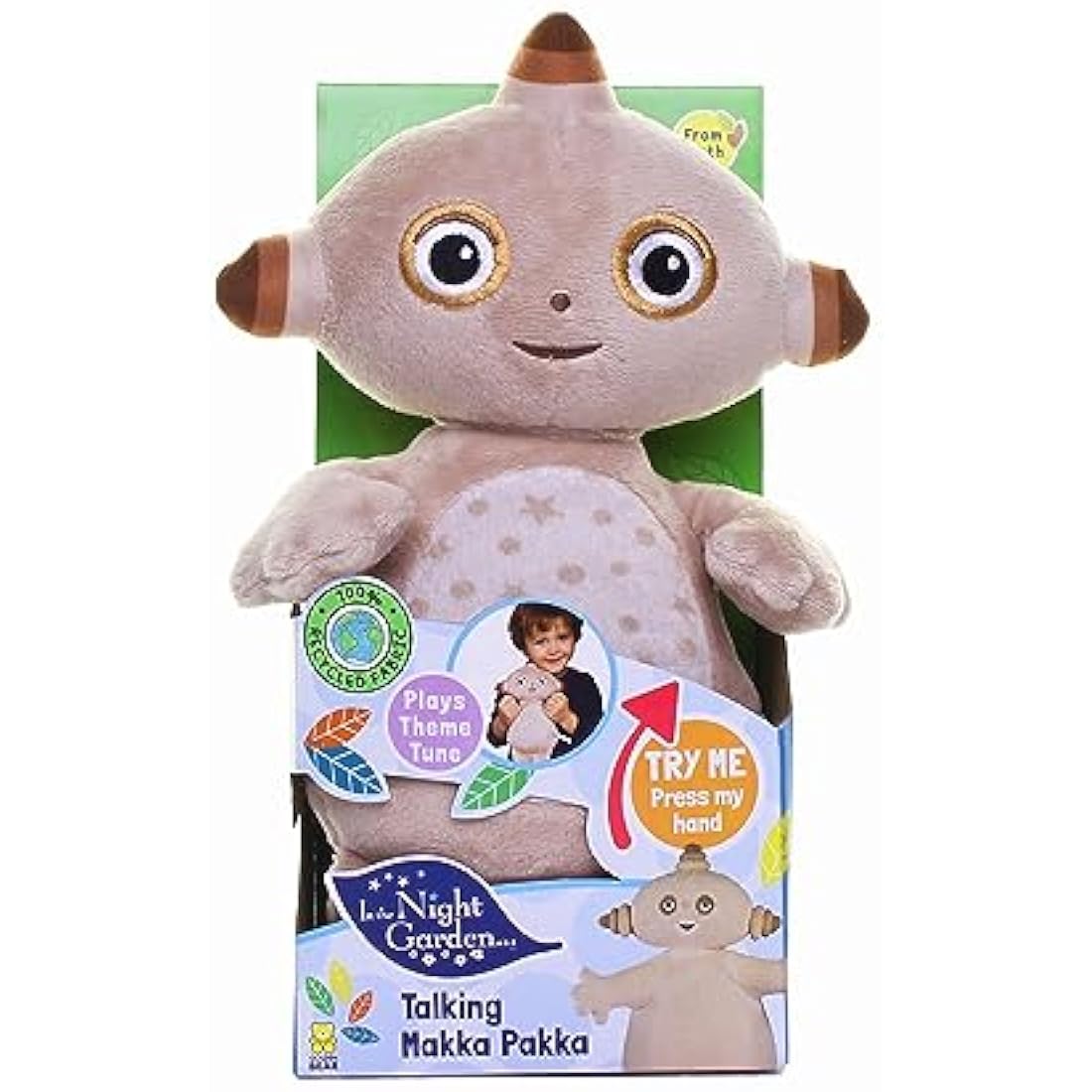 In The Night Garden Makka Pakka Talking Teddy Bear, Cbeebies Cute & sensory toys. Comforting sounds. Kids Toys & Baby toys 0-6 months, Brown