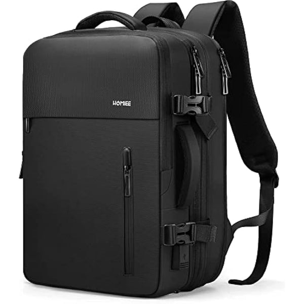 HOMIEE Easyjet Cabin Bags 22-40L Expandable Travel Backpack 45x30x17 Underseat Carry On Backpack Flight Approved Hand Luggage Suitcase 15.6 Inch Laptop Rucksack Fit Casual Daypack School Bag Black