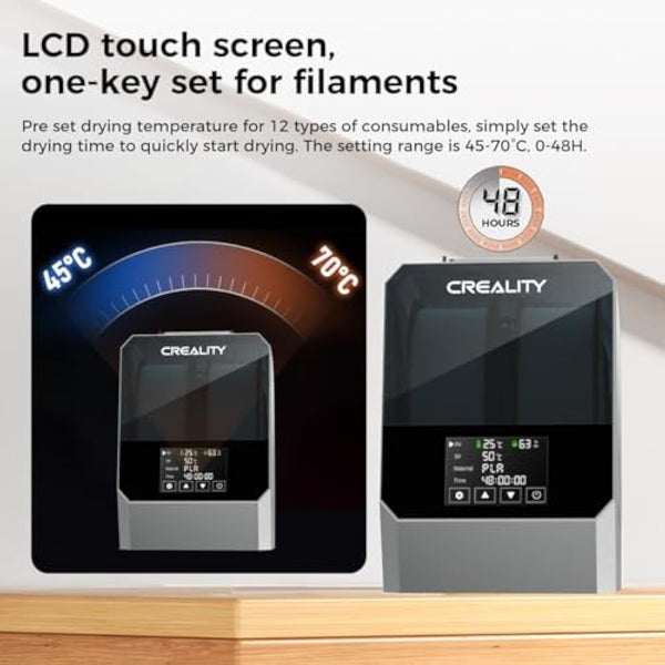 Creality Official Space PI Filament Dryer Plus, 2 Rolls 3D Printer Filament Dryer Box with Built-in Fan Filament Storage Holder Filament Dehydrator for 1.75/2.85mm One-Key Setting for PLA PETG ABS TPU