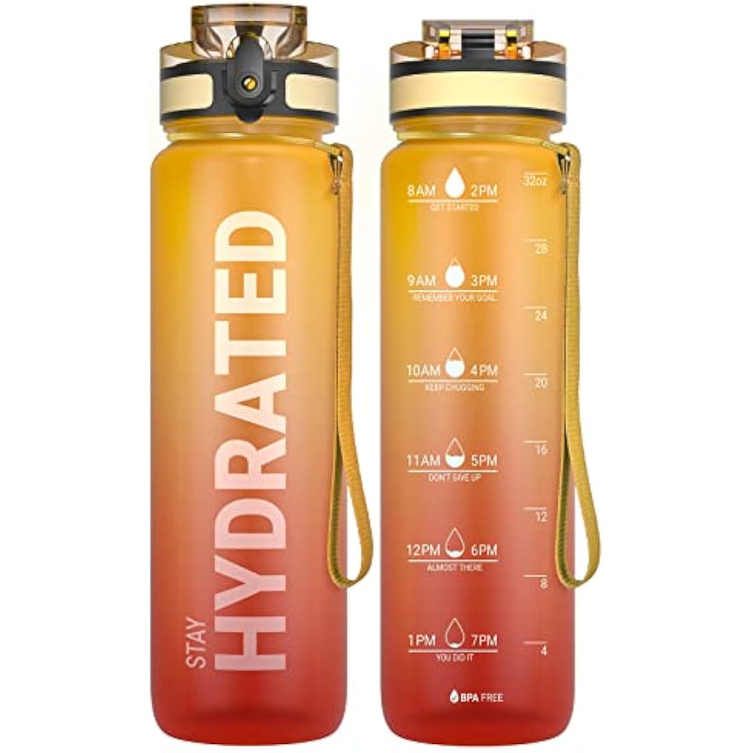 Sahara Sailor Leakproof Water Bottle 1L/500ML/750ML, Tritan BPA Free Motivational Sport Drinks Bottle with Clear Time Marker, Lock Cover, Easy Clean Brush, Durable for Gym, School, Cycling (1 Bottle)