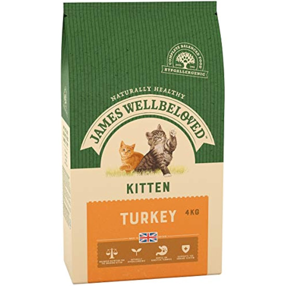 James Wellbeloved Kitten Turkey 4 kg Bag, Hypoallergenic Dry Cat Food