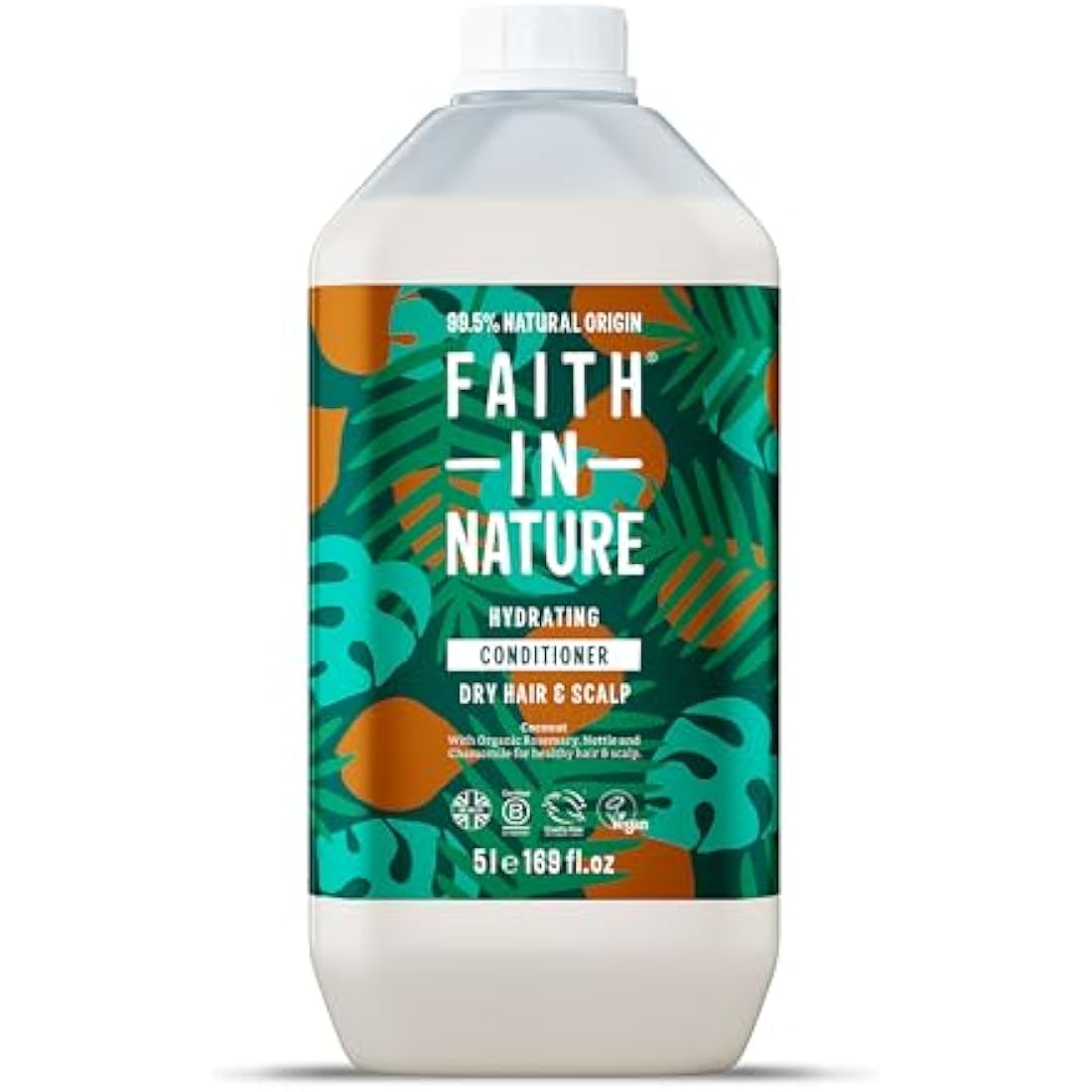 Faith In Nature Organic Coconut Conditioner, Hydrating for Dry Hair & Scalp, Vegan & Cruelty Free, No SLS, Silicones or Parabens, 5L Refill Pack