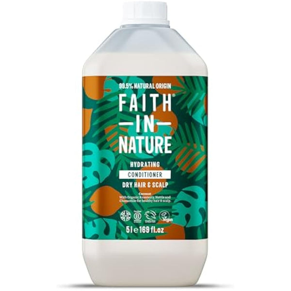 Faith In Nature Organic Coconut Conditioner, Hydrating for Dry Hair & Scalp, Vegan & Cruelty Free, No SLS, Silicones or Parabens, 5L Refill Pack