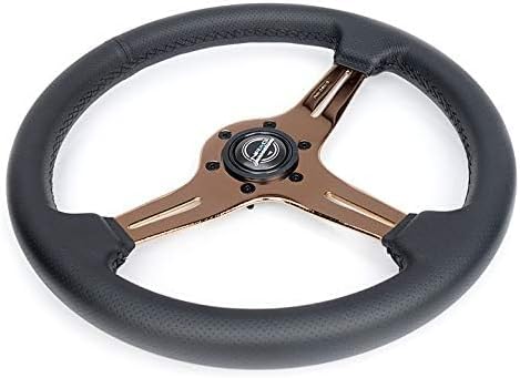 NRG Innovations NRG-ST-018RG-PR Light Weight Gaming Steering Wheel: Blitz- Made with Perforated Leather, Light Weight Composits and Rose Gold Spoke with Slits
