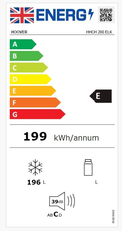 Hoover Freestanding Chest Freezer, 196L Capacity, E Class, Super Freezing Function, Suitable for Outbuildings and Garages, Integrated Handle, White, 91.5x55.5x84.5 cm - HHCH 200 ELK