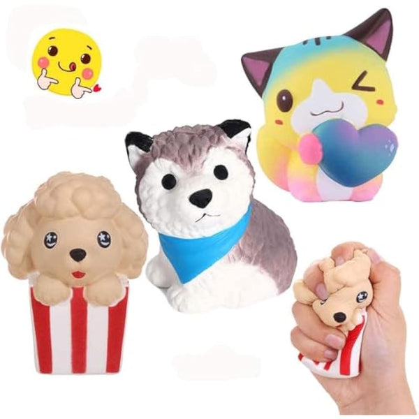 Anboor 3 Pcs Squishies Dog Cat Kawaii Scented Soft Slow Rising Animal Squishies Squeeze Stress Relief Kids Toy Prime Collection Gift