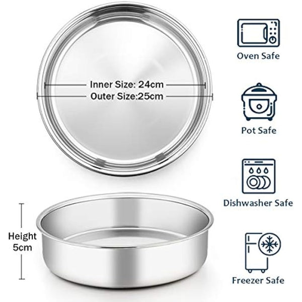 Homikit Cake Tin, 9½inch Round Cake Tin Mould Set of 3, Layer Cake Tins Stainless Steel Cake Baking Pans for Christmas Birthday Wedding, Healthy & Sturdy, Mirror Finished & Dishwasher Safe