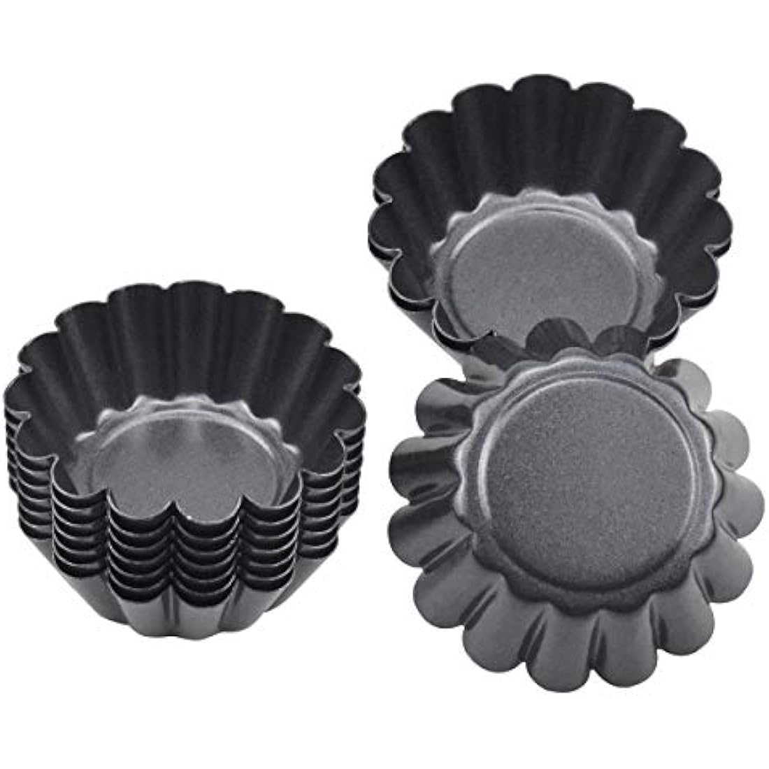 HQdeal 12 Packs Egg Tart Mold, Mini Carbon Steel Cake Muffin Moulds Tins Pans, Non-Stick Cupcake Cake Moulds, Pudding Moulds, Baking Cookie Moulds, Kitchen Reusable Baking Tools