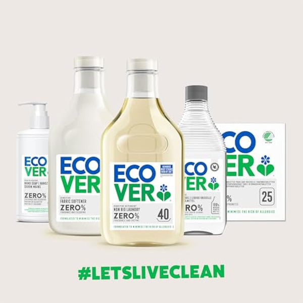 Ecover Zero Dishwasher Tablets, Contains Salt & Rinse Aid, Powerful Cleaning, Pack of 1, 25 Tablets