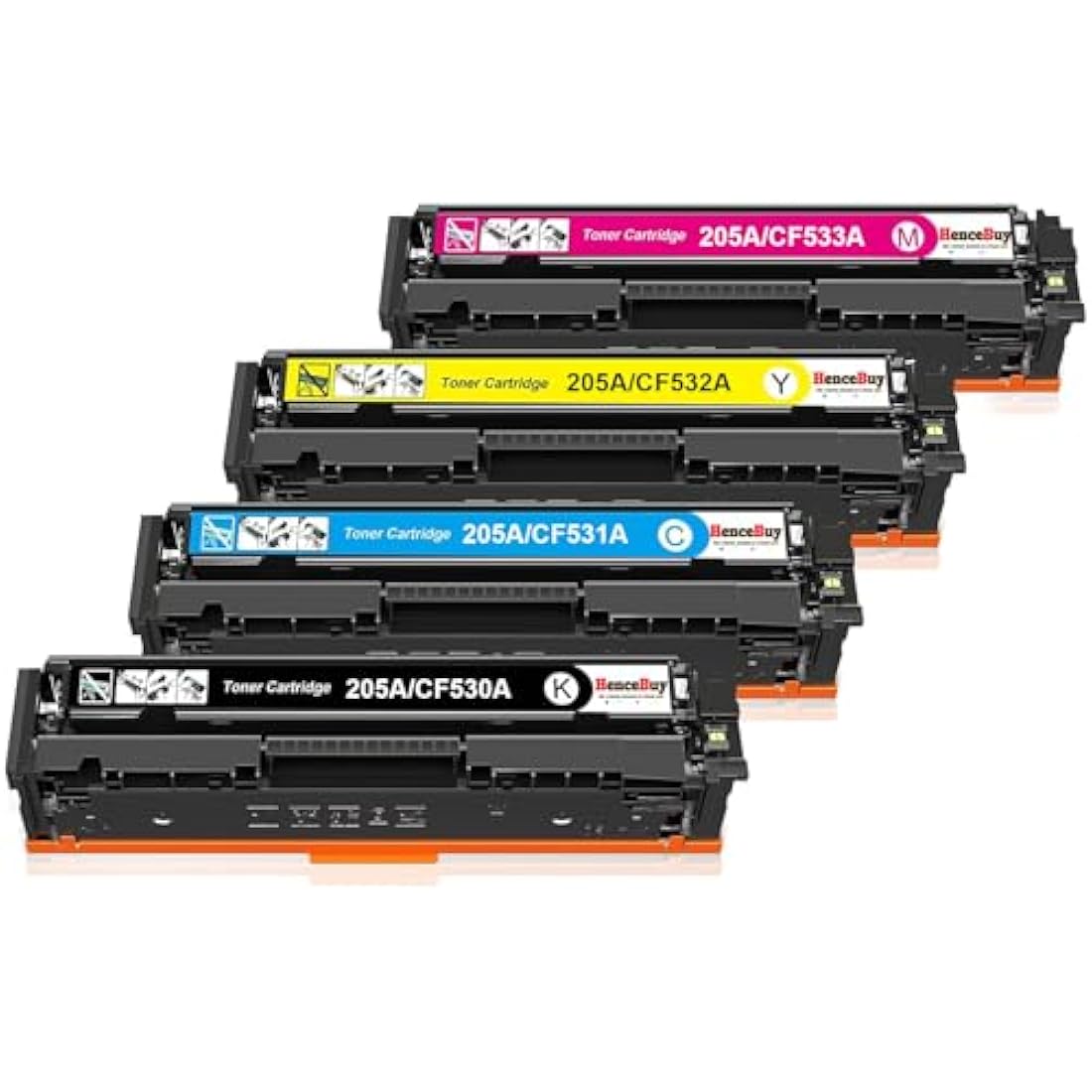 HenceBuy 205A for HP 205A CF530A CF531A CF532A CF533A Toner Cartridges for HP Color LaserJet pro MFP M181fw M180 M180n M180nw M180fw M181 M181n pro M154A M154NW Printer, Black Cyan Magenta Yellow
