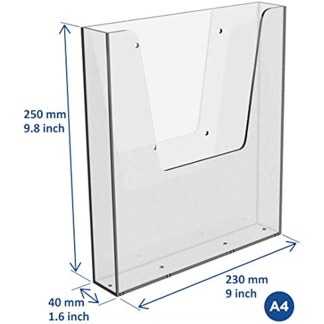 Europel Wall Mounted Brochure Holder | for A4 Size | Crystal Clear Acrylic Literature Stand & Dispenser | Booklet, Flyer & Menu Display & Dispenser for Office, Restaurants & Reception | Portrait