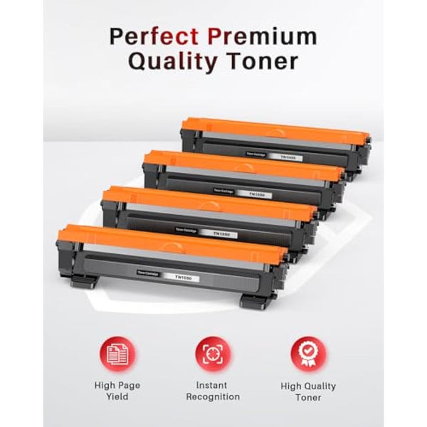 Halloya TN1050 Compatible Toner Cartridges Replacement for Brother TN1050 For HL-1112 HL-1110 DCP-1610W DCP-1510 HL-1210W MFC-1810 HL-1212W MFC-1910W DCP-1612W DCP-1512 (Black, 4-Pack)