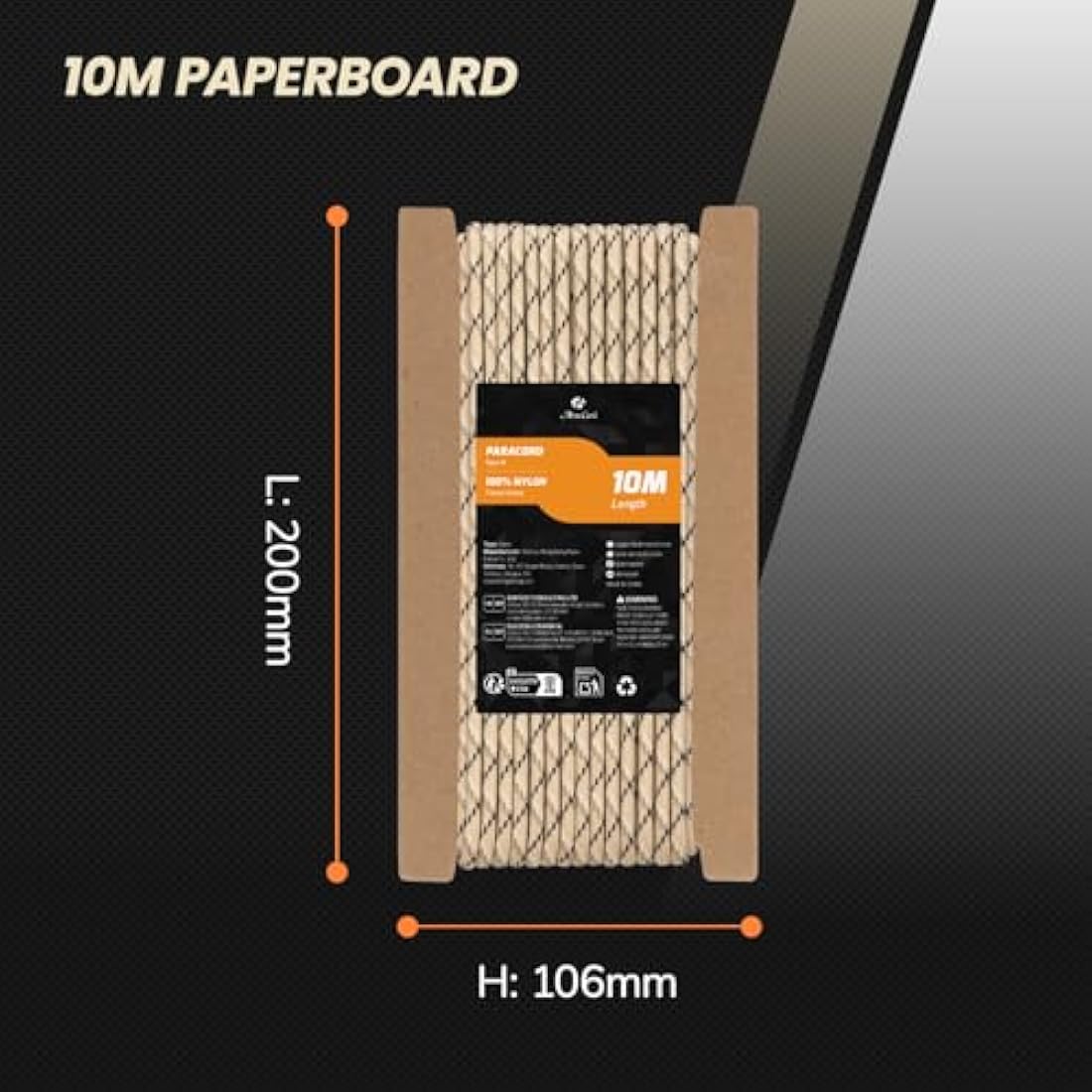 Abma Cord Paracord 550 4mm 10m 100% Nylon Rope Type III 7 Strands Parachute Cord for DIY, Camping, Survival, Outdoor - Max. 250kg - Desert Camo