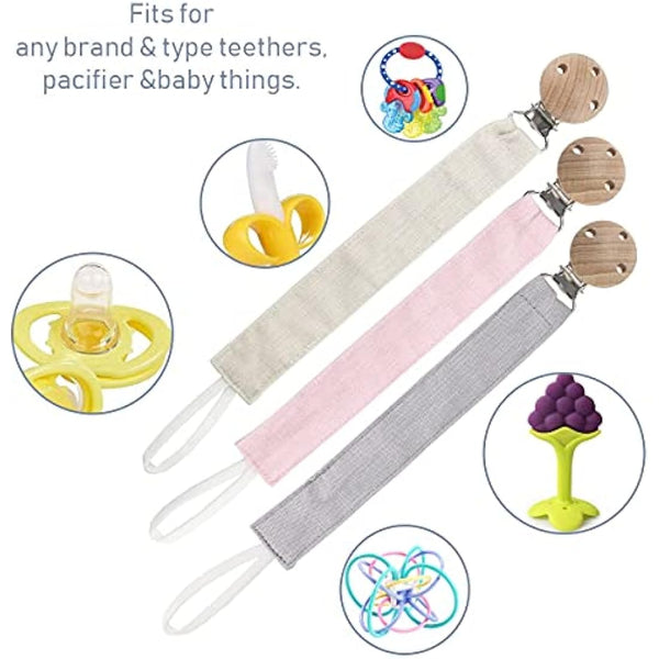 RUBY 3-Piece Dummy Chain Fabric Set, Cotton Dummy Chain for Girls and boy, Dummy Chains with Beech Wood Clip