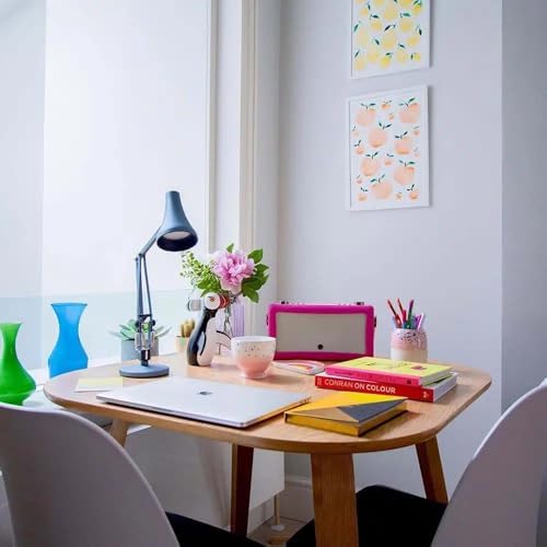 ANGLEPOISE 90 Mini Mini Desk Lamp, Steel Blue, LED Low Energy Dimming Bulb, USB Power Cable, Aluminium Shade and Arms, Anodised Satin Finish, Chrome Plated Fittings, Ideal for Small Spaces