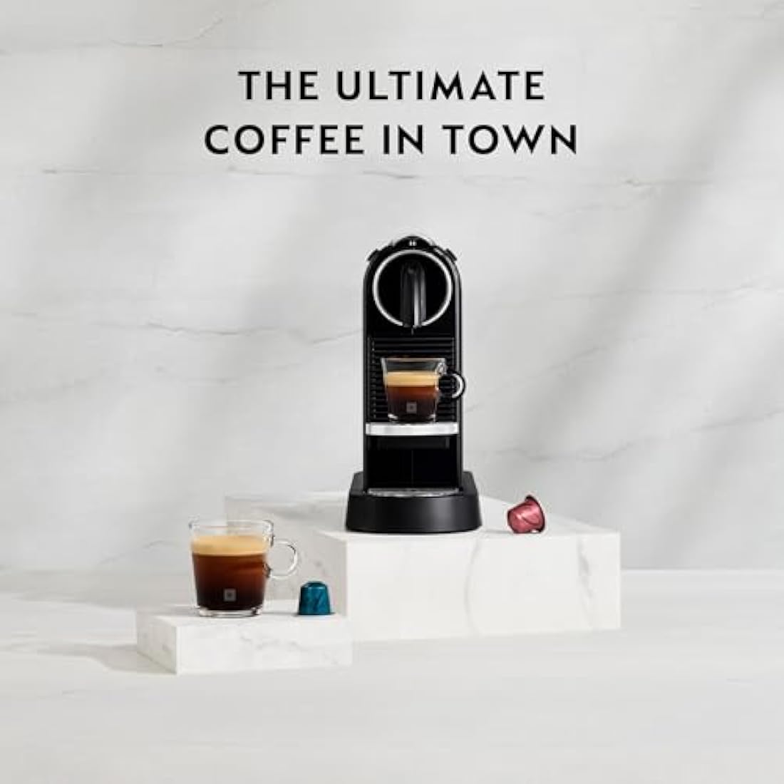 Nespresso Citiz Coffee Machine by De'Longhi for Original Coffee Pods, Italian Inspired Espresso, Quality Coffee, Starter Capsule Set Included, EN167.B, Black