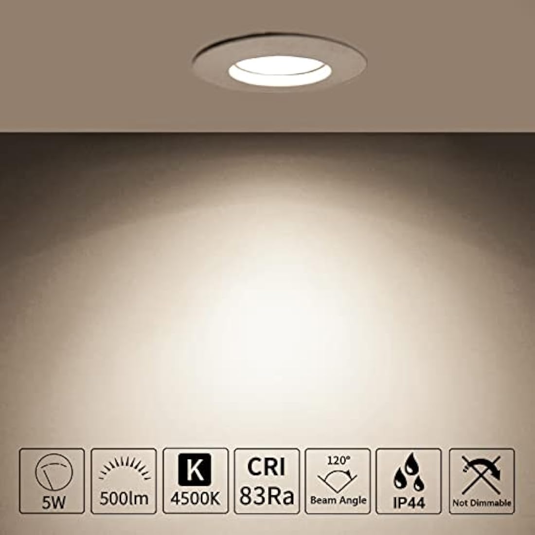 HiBay 10x 5W Recessed Spotlights Ceiling Lights IP44 LED Bathroom Downlights Ultra Slim Spot Lights for Kitchen Soffits 500LM Neutral White 4500K 240V