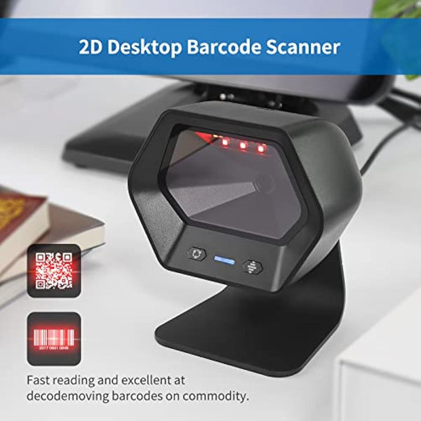 NETUM 1D 2D QR Presentation Scanner Hands-Free USB Barcode Scanner Omnidirectional Wired Bar code Reader for Mobile Payment Computer Screen Scan Support PDF417, Securpharm Code(Data Matrix) NT-7060