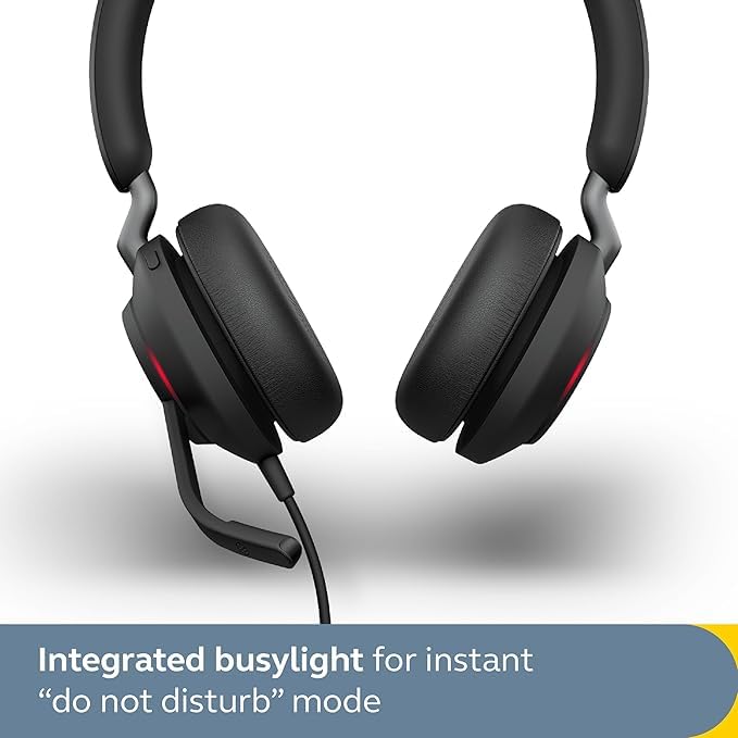 Jabra Evolve2 40 SE Wired Noise-Cancelling Stereo Headset With 3-Microphone Call Technology and USB-A Cable - MS Teams Certified, Works with All Other Platforms - Black