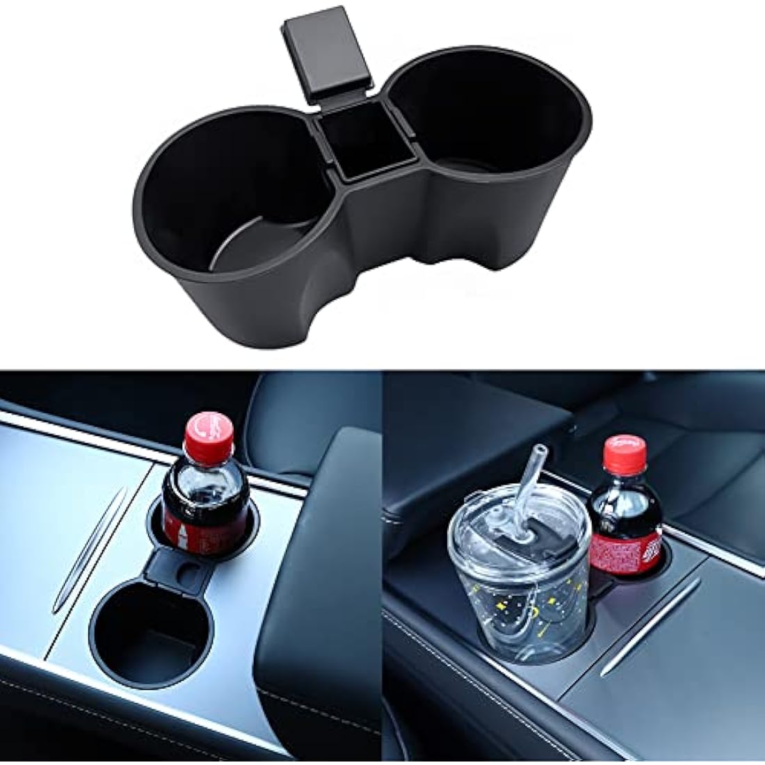 Center Console Organizer Tray + Armrest Hidden Storage Box + Cup holder 3 PCS for Tesla Model 3 Model Y 2023 2022 2021, Car Interior Flocked Hidden Cubby Drawer, Drink Holder