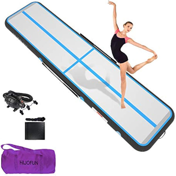 HIJOFUN Inflatable Gymnastics Mat 3m/4m/5m/6m with Practical Pump and 10/20cm Thick Aerobatic Tracks Inflatable Gymnastics Gymnastics Tumbling Yoga Taekwondo