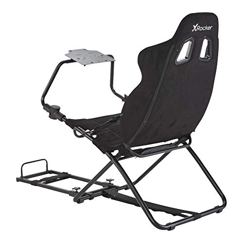 X-Rocker CHICANE Racing Sim Cockpit Racing Chair, Racing Rear Seat Frame for Steering Wheel Stands, Driving Simulation Chair with Adjustable Sliders and Adjustable Height for Racing Rig - BLACK